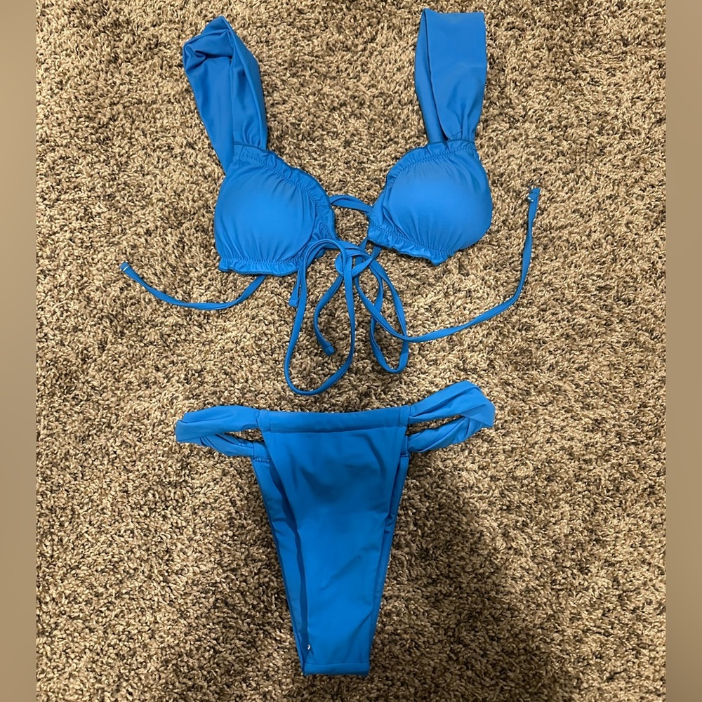 Blue tie up bikini